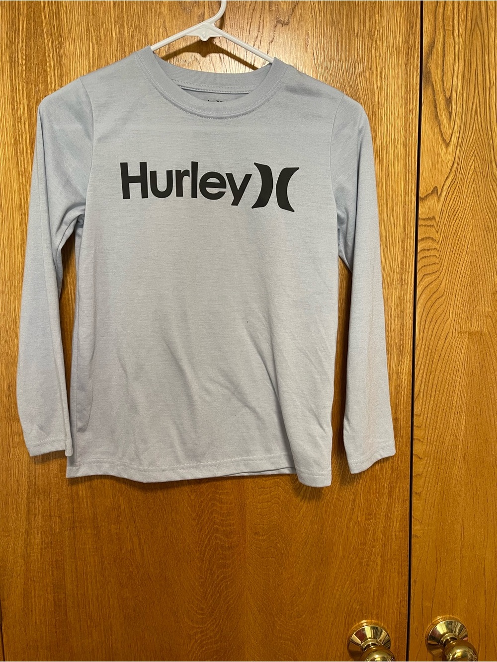 Hurley Light Blue Long Sleeve Logo Tee - Black Print